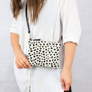 Dalmation Print Leather Crossbody Bag // Leather Crossbody Bag for Women, Pony Print Leather Purse, Leather Handbag, Leather Shoulder Bag image 1