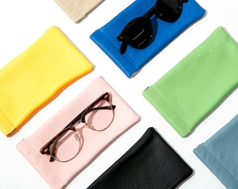Pop Top Leather Sunglasses Case // Sunglasses Sleeve // Glasses Bag // Leather Glasses Pouch