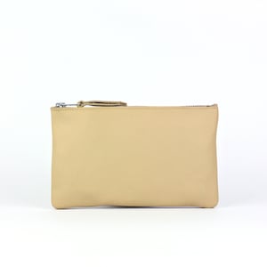 Beige Cowhide Leather Purse // Small Zipped Pouch, Leather Wallet, Gift for her image 1