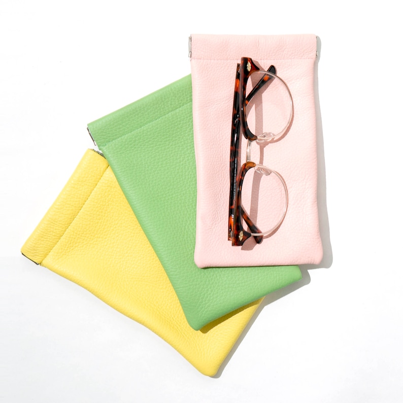 Pop Top Leather Sunglasses Case // Sunglasses Sleeve // Glasses Bag // Leather Glasses Pouch image 6