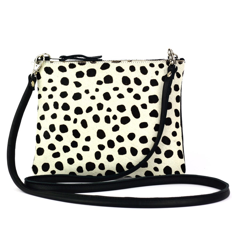 Dalmation Print Leather Crossbody Bag // Leather Crossbody Bag for Women, Pony Print Leather Purse, Leather Handbag, Leather Shoulder Bag image 5