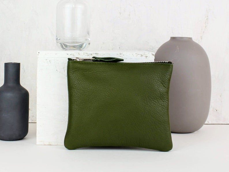 Sage Green Leather Bag // Leather Pouch Leather Purse Etsy