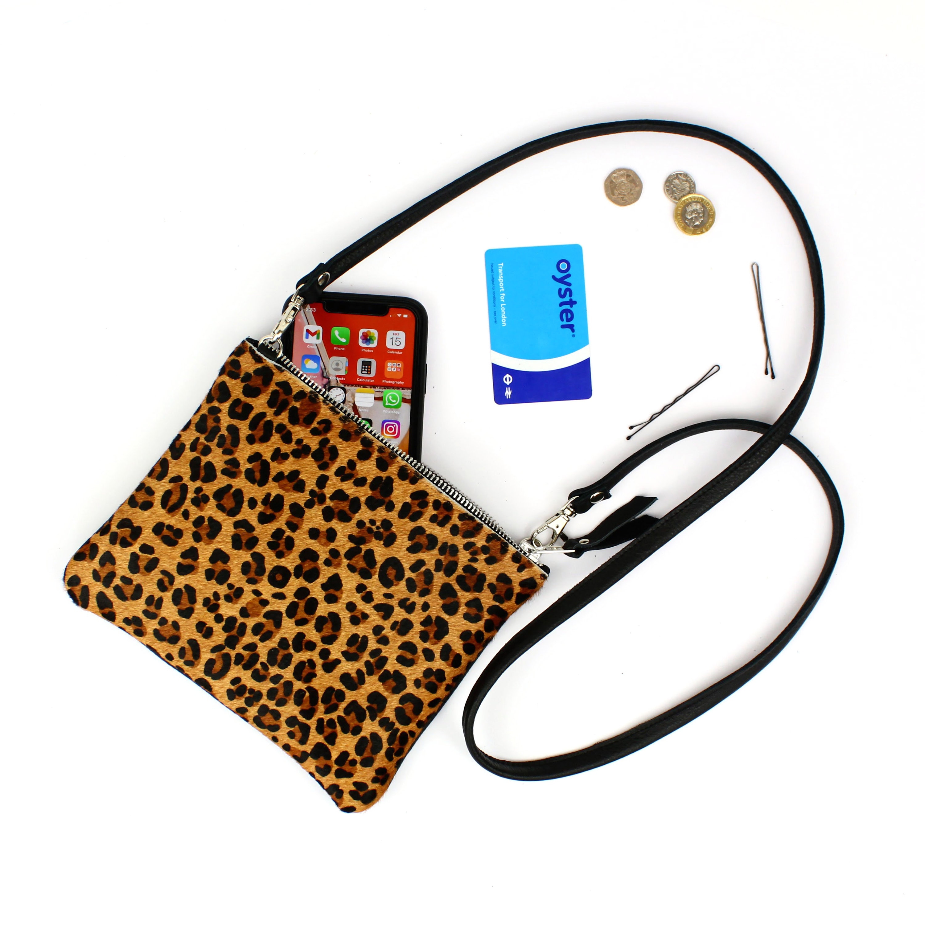 leopard print leather purse