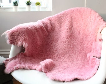 Pink Fluffy Genuine Sheepskin Rug