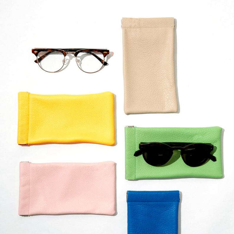 Pop Top Leather Sunglasses Case // Sunglasses Sleeve // Glasses Bag // Leather Glasses Pouch image 5