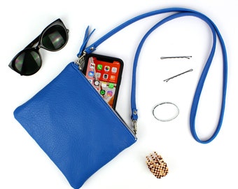 Cobalt Blue Leather Crossbody Bag // Bright Blue Shoulder Bag, Colourful Leather Crossbody bag