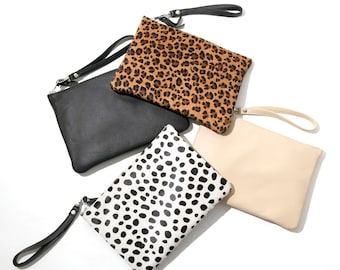 Leather Clutch Bag // Leather Evening Purse, Animal Print Leather Clutch Bag