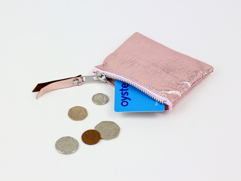 rose gold leather purse