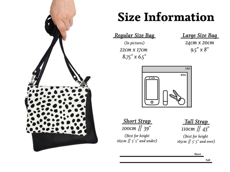 Dalmation Print Leather Crossbody Bag // Leather Crossbody Bag for Women, Pony Print Leather Purse, Leather Handbag, Leather Shoulder Bag image 7