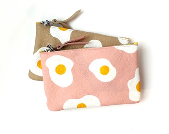 Hand Painted Fried Egg Zippered Pouch
