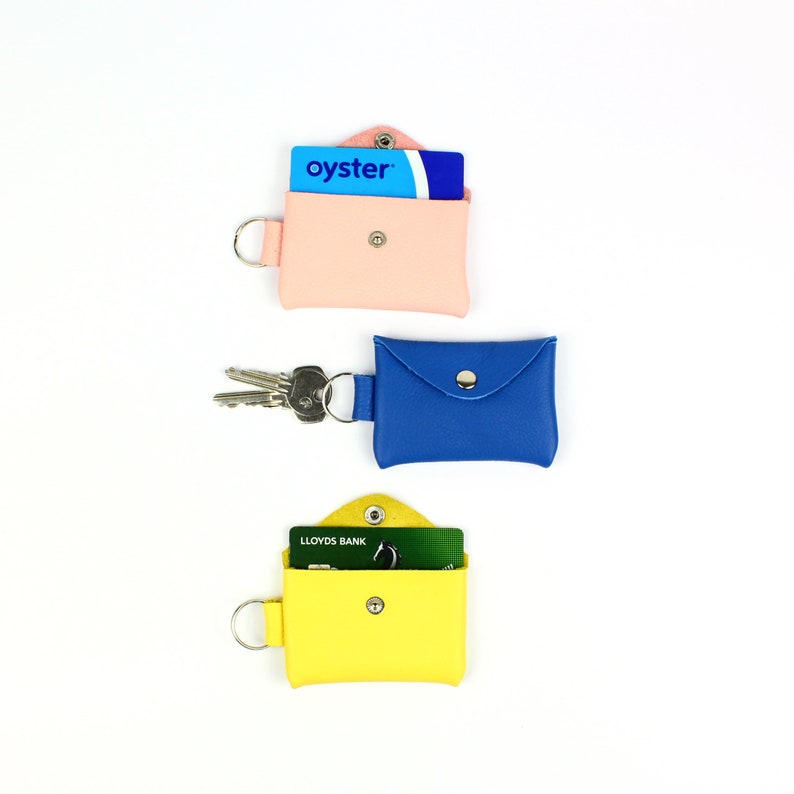 Leather Card Holder Keyring // Coin Purse Key Chain, Leather Keyring image 3