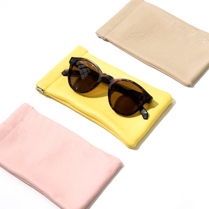 Pop Top Leather Sunglasses Case // Sunglasses Sleeve // Glasses Bag // Leather Glasses Pouch image 2