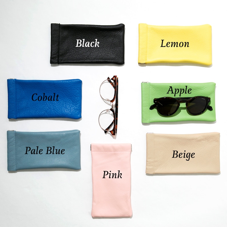 Pop Top Leather Sunglasses Case // Sunglasses Sleeve // Glasses Bag // Leather Glasses Pouch image 3