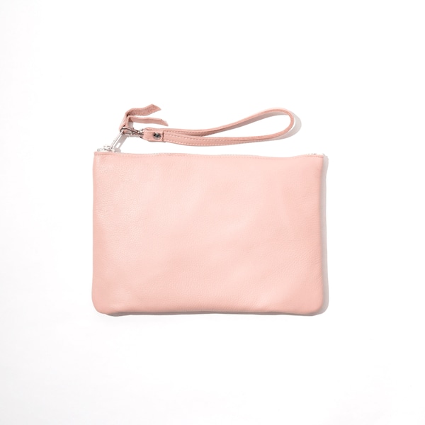 Soft Pink Leather Clutch // Pale Pink Evening Bag, Leather Clutch Purse, Colourful Leather Accessories