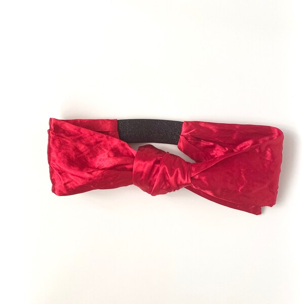 Headband Drew -  Red satin gaufre Headband, Modern Headband, all time favorite Headband, Classic Chic Headband, Handmade in Paris Headband