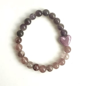 Strawberry Quartes and Amethyst Purple Bracelet Loved Magnetic Body Attract Abundance People Magnet Adorable Transformation True Purpose