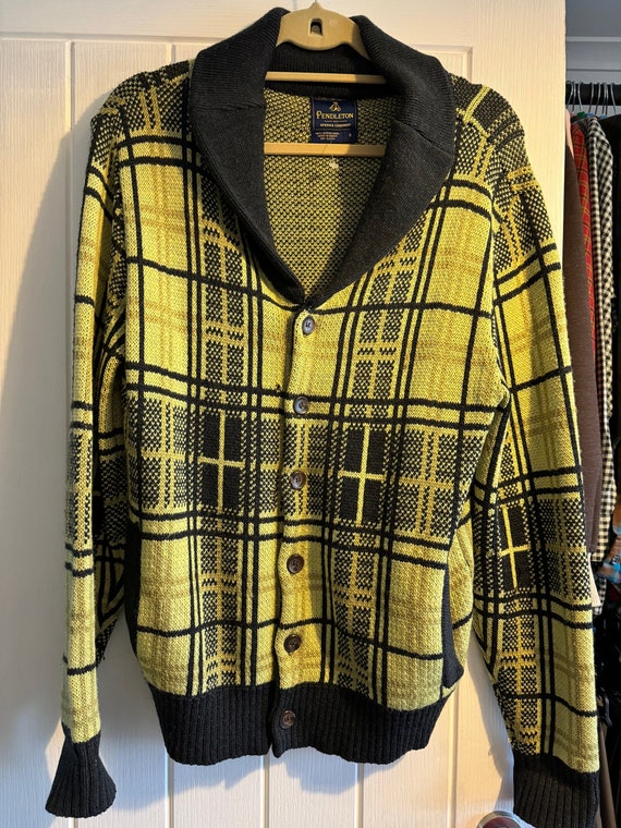 Pendleton Opening Ceremony Yellow Patterned Cardi… - image 1