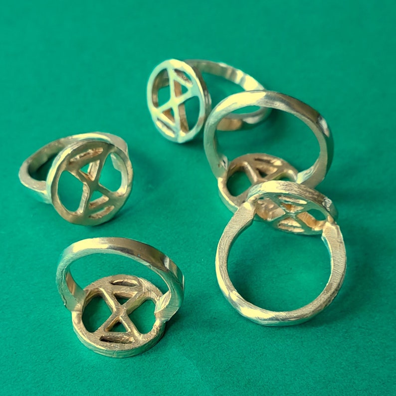 Extinction Rebellion Ring aus Bronze. einfach hart Bild 1