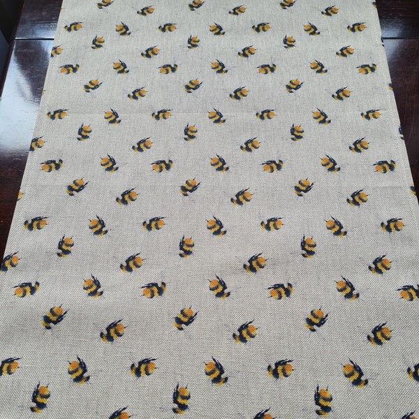 Bee Table Runner Bumble Bees Rustic Natural Linen Look Fabric Table Sideboard Decor Nature Bumble Bee Wildlife Home Gift 50 Inch