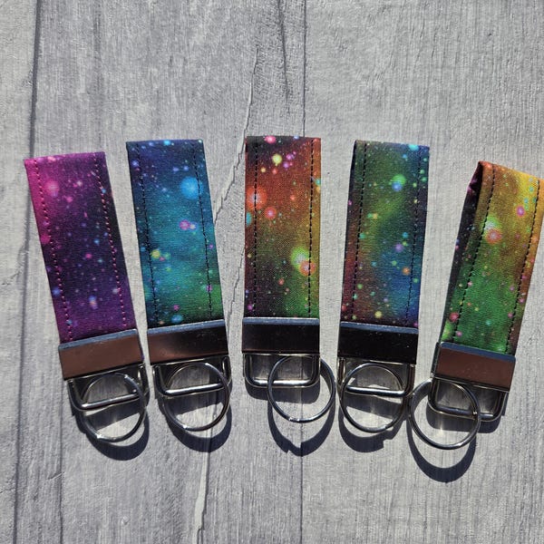 Space Keyring Multi Colour Galaxy Stars Universe Fabric Key Fob Keychain Key Ring