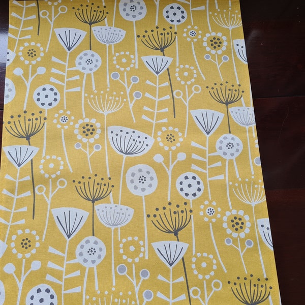 Ochre Scandinavian Table Runner Cotton Bergen by Fryetts Fabric Table Sideboard Decor Summer Home Garden Floral Nature Mustard Yellow