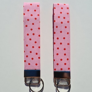 Pink Spots Keyring Key Fob Spotty Polka Dot Rosali Wristlet Bag TagHandmade