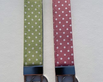 Stof sleutelhanger Fob sleutelhanger handgemaakte schoudertasje Polka Dots vlekken groen roze wit