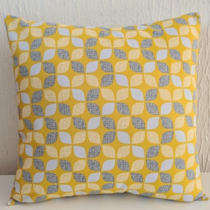 Mustard Abstract Cushion Cover Envelope Pillow Cover 16 Inch 40cm Square Cotton Fabric Yellow Autumn