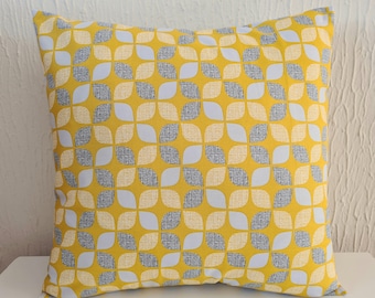 Mustard Abstract Cushion Cover Envelope Pillow Cover 16 Inch 40cm Square Cotton Fabric Yellow Autumn