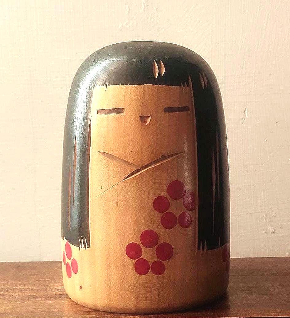 Véritable poupée japonaise Kokeshi Kijiyama artisanale ancienne signée