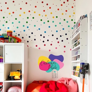 Polka Dot Stickers Wall Stickers 198x Decals Girls Boys Bedroom Home Decor, Nursery decals, Playroom Decoration 11 Colours