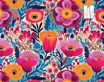 Vinyl Wrap for Furniture Maximalist Bold Colour Flowers Kitchens Backsplash Cabinets Cupboard Upcycling Self Adhesive Sticky Back Peel