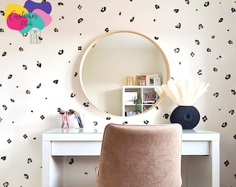 Adesivi murali con stampa leopardata Nero e oro o scegli il tuo colore Adesivi murali in vinile con stampa animalier Adesivi Decalcomanie da parete leopardate rosa
