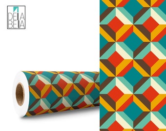 Retro Square Vinyl Wrap For Furniture Self Adhesive Film Decal, Home Decor, Kitchen Cabinets, Laptop, Doors & Upcycling Projects