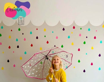 Raindrop Wall Sticker 88 Pcs Rainbow Colours Baby Room Kids Bedroom Spot Nursery Playroom Decoration Child Kid Boy Girl Removable 11 Sheets