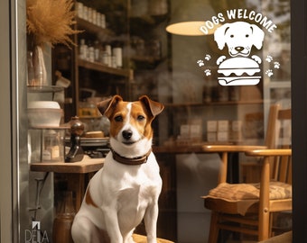 Dog Welcome Window Sticker Wall Vinyl Sign Businesses Waterproof Fadeless Burger Restaurants Cafes Shops Pet Friendly Adhesive Removable