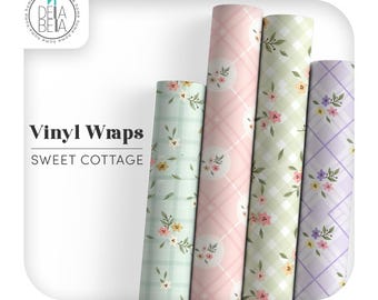 Gingham | Cottagecore | Floral Vinyl Wrap | Coquette Bows | Peel and Stick Furniture Sticker for IKEA Hacks | Cottage | Cabinets Sticker