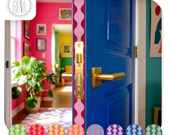 Wavy Wiggle Peel and Stick Vinyl Border | Door Edge Stair Riser Strip | Maximalist