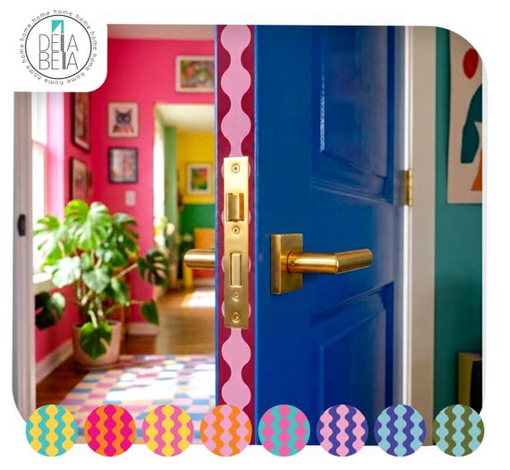 Wavy Wiggle Peel and Stick Vinyl Border | Door Edge Stair Riser Strip | Maximalist