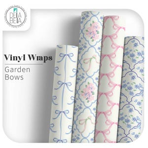 Vintage Bows Vinyl Wrap | Peel & Stick Self Adhesive | Kitchen Worktop Wrap, Furniture Wrap, Cupboard Wrap | French Flowers Retro Decor
