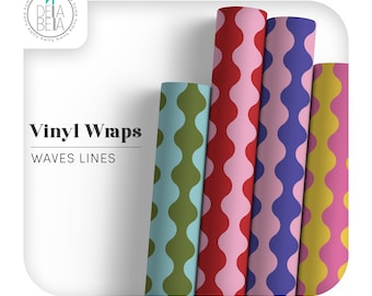 Waves Lines Quirky Home Decoration Peel and Stick Back Stick Plastic Furniture Kitchen Maximalism Vintage Style Wraps Retro Vinyl Wrapping