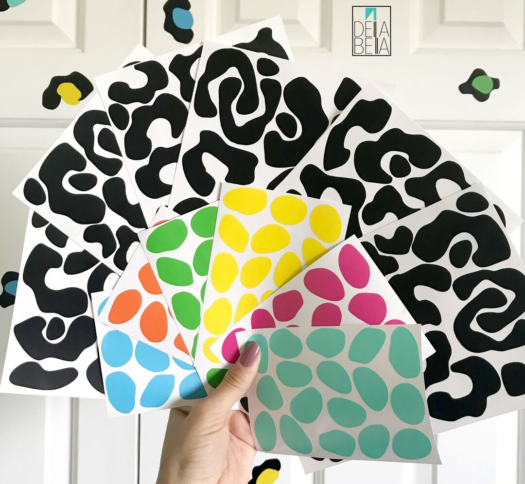 Leopard Print Wall Stickers Rainbow Colours Animal Print Vinyl Wall ...
