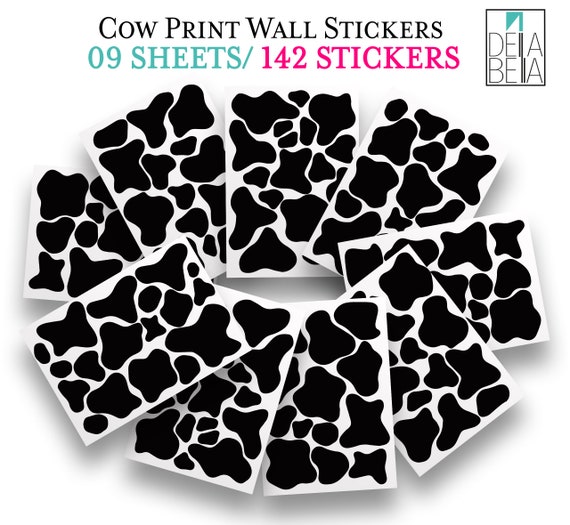 Cow Print Wall Stickers 142x Black Cow Spot Decals Animal Decor