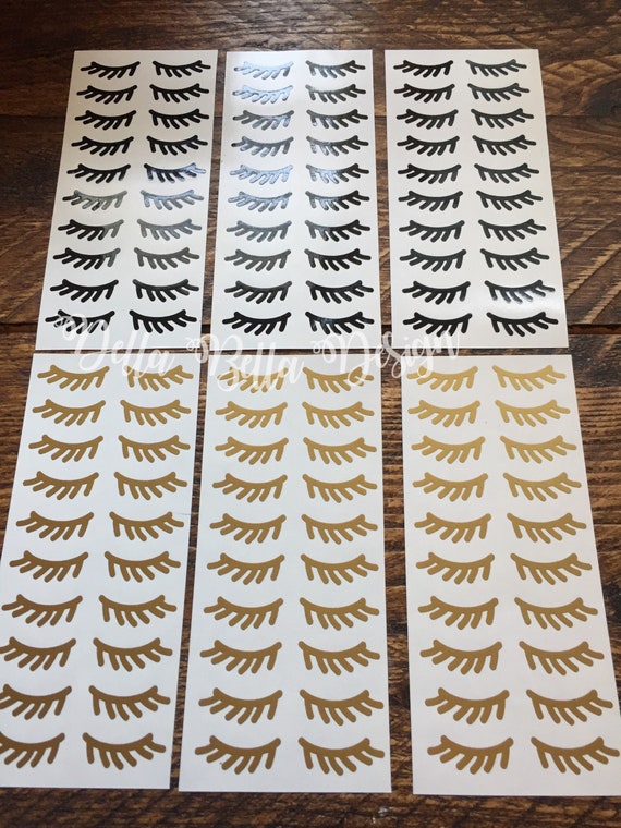 Unicorn Eyelashes Sparkle Vinyl Decal Stickers Set eye lashes Design No.3