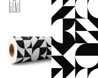 Geometric Vinyl Wrap For Furniture Bauhaus Inspired Upcycling Furniture Stickers, Retro Wallpaper Kitchen Cabinets Vinyl Wrap Fridge Wrap