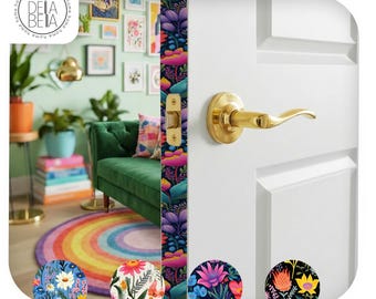 Door Edge Peel Stick Vinyl Strips – Wild Flowers Collection | Botanical Faux Dado Rail, Door Trim Furniture Decal Border