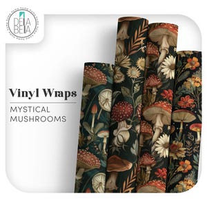 Botanical Mushroom Furniture Vinyl Wrap | Peel  Stick Self Adhesive Film for Upcycling  Autumn Home Decor