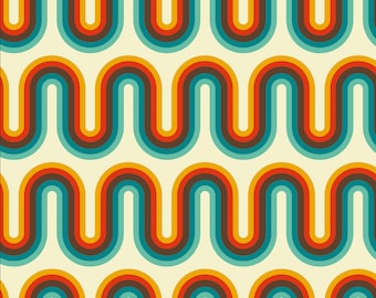 Retro Wave Vinyl Wrap For Furniture Self Adhesive, 60s Vinyl Wrap, Furniture Stickers, Home Decor, Cabinets, Kitchen Cabinets, Doors
