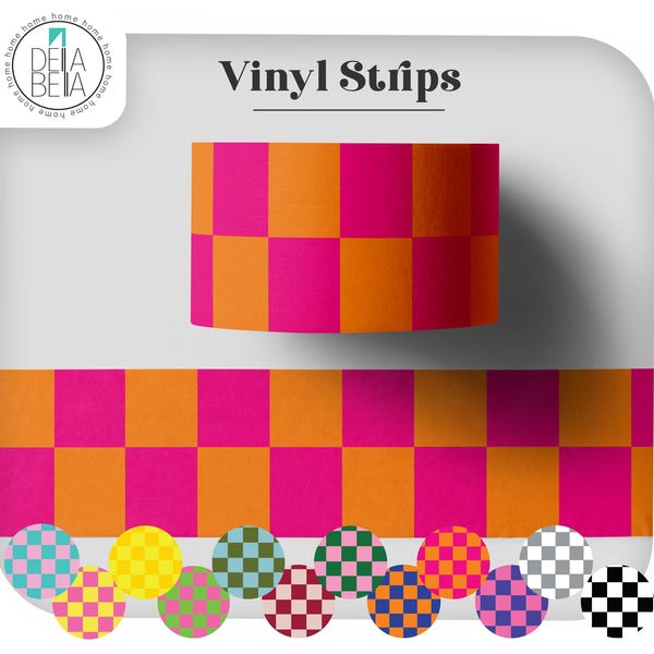 Checkered Peel and Stick Vinyl Border, 80s Retro Wall Decal, Maximalist Furniture Trim