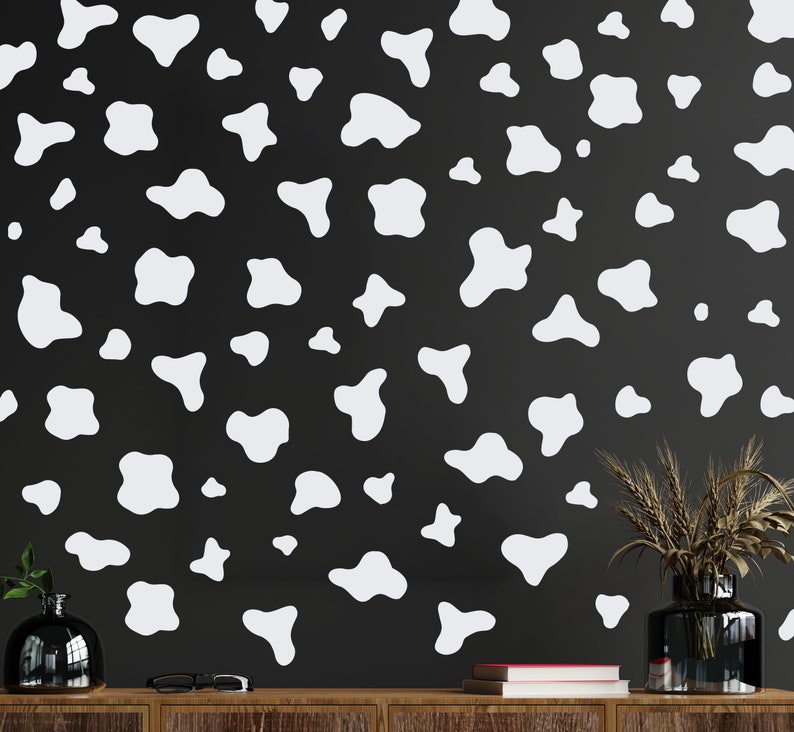 Cow Print Wall Stickers 142x Black Cow Spot Decals Animal Etsy